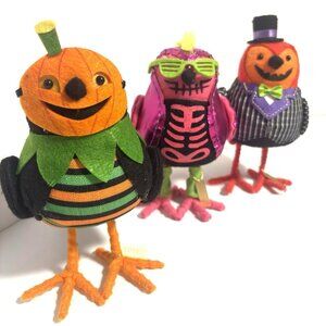 3 Wondershop Featherly Friends Spookster Gordon Glitter Halloween Birds